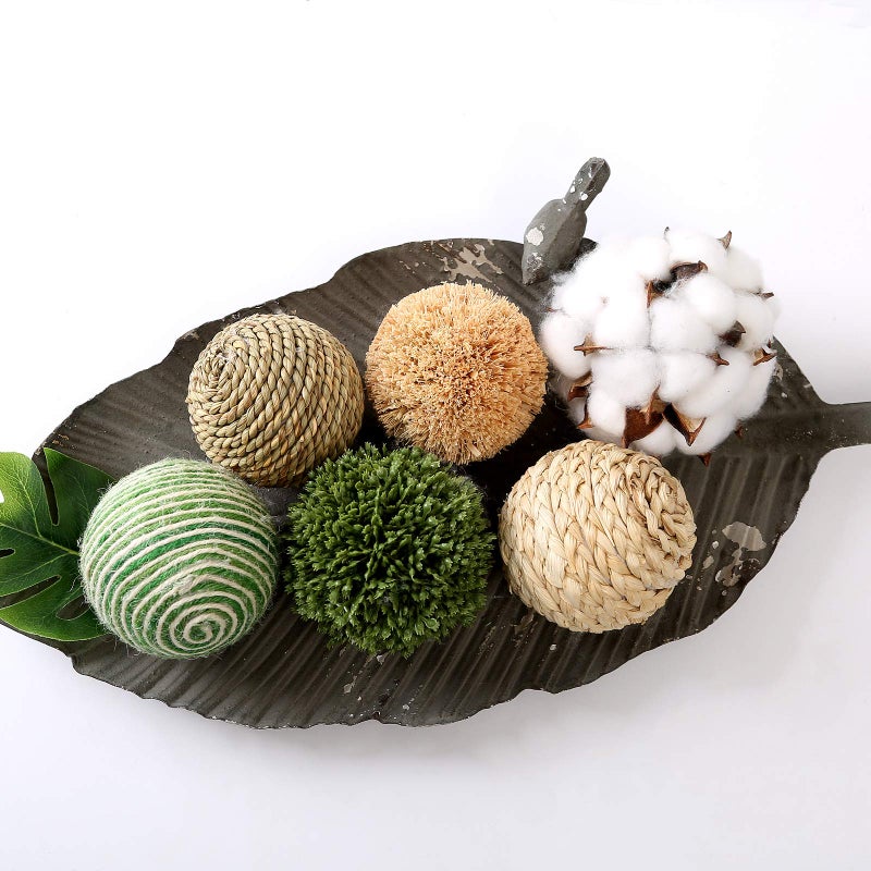 CIR OASES 6pcs 3.5inch Woven Wicker Rattan Balls Decorative Ball Twig Orbs Green Orbs Vase Bowl Filler for Tabletop Decor - Image 2